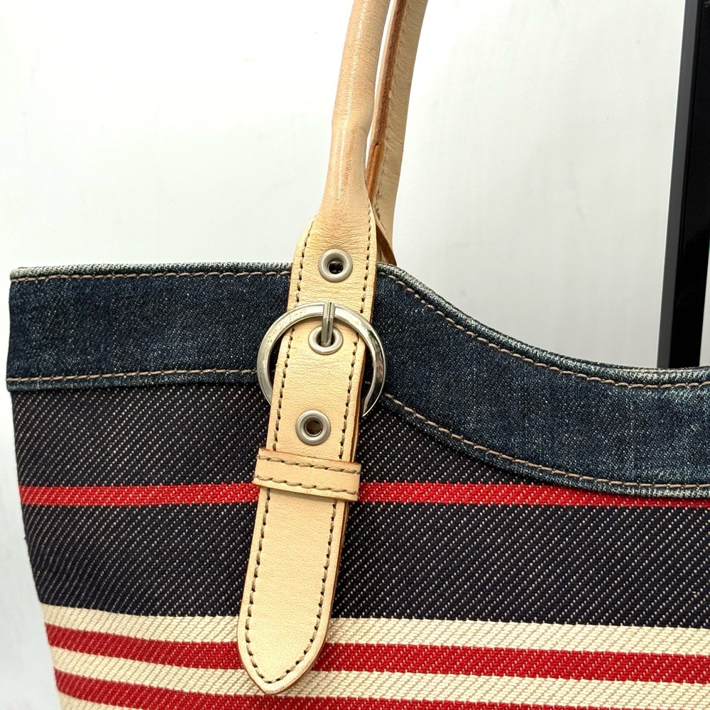 Burberry Blue Label Denim Striped Tote w/ COA ✅ Y2K Vintage - Picture 4 of 16